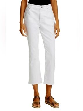 Eileen Fisher Organic Cotton Boot-Cut crop Jeans White 18W NWT $198